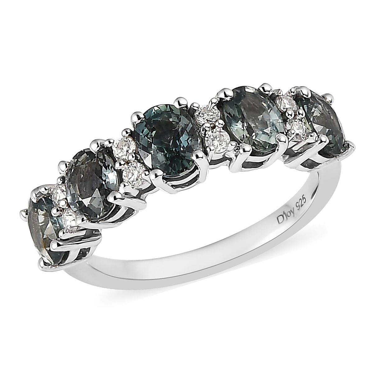 Premium Natural Australian Sapphire and Moissanite Ring in Platinum Over Sterling Silver 2.40 ctw image number 0