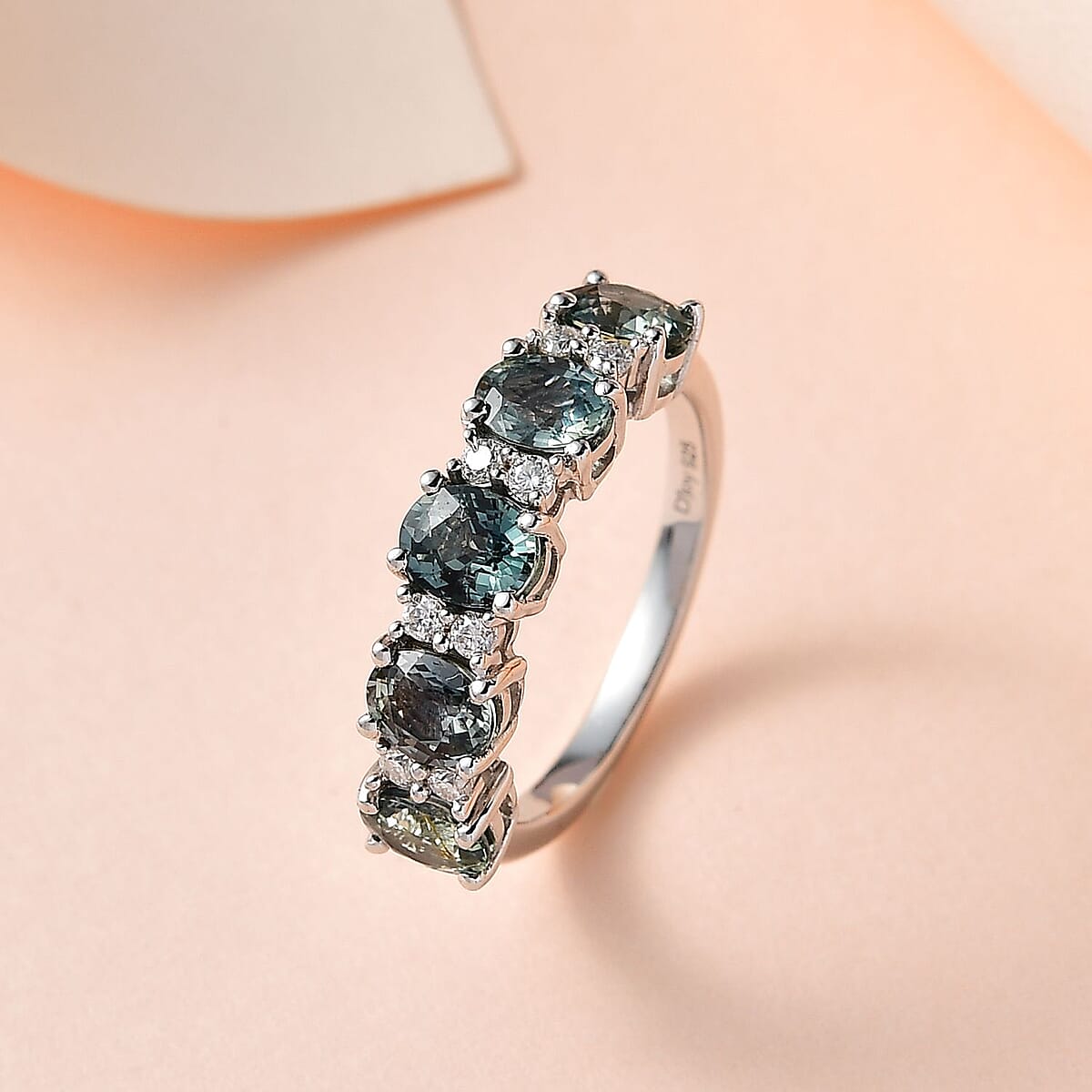 Premium Natural Australian Sapphire and Moissanite Ring in Platinum Over Sterling Silver 2.40 ctw image number 1