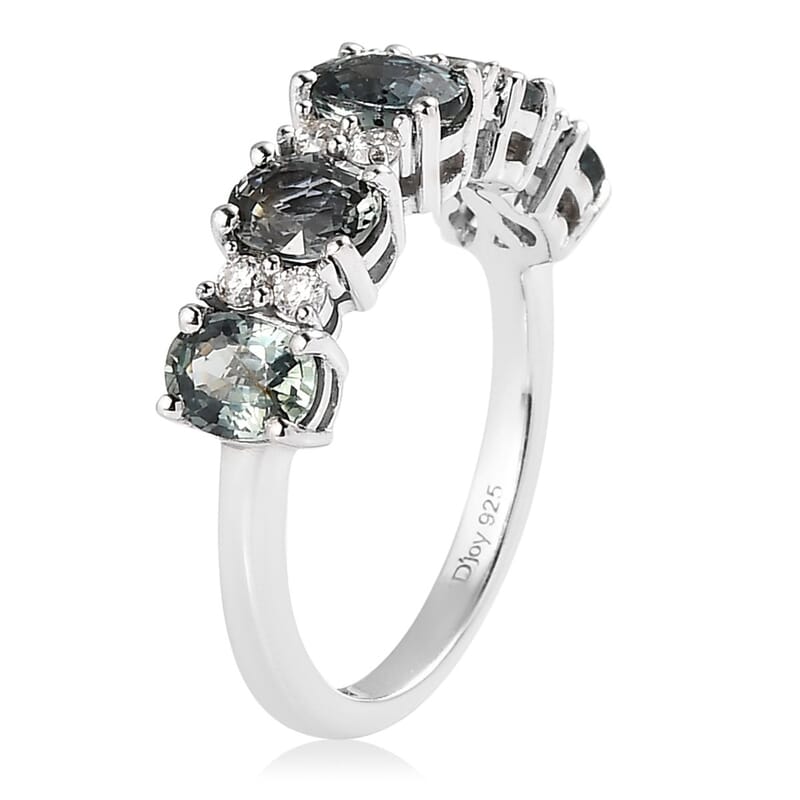 Premium Natural Australian Sapphire and Moissanite Ring in Platinum Over Sterling Silver (Size 10.0) 2.40 ctw
