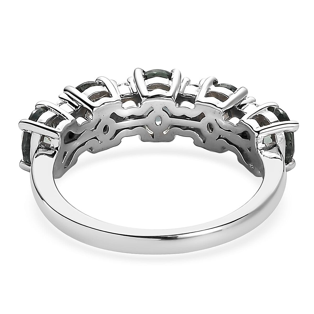 Premium Natural Australian Sapphire and Moissanite Ring in Platinum Over Sterling Silver 2.40 ctw image number 4