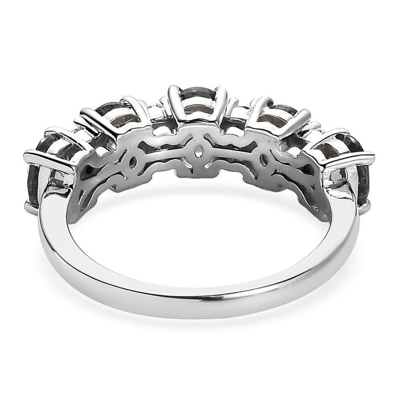 Premium Natural Australian Sapphire and Moissanite Ring in Platinum Over Sterling Silver (Size 10.0) 2.40 ctw
