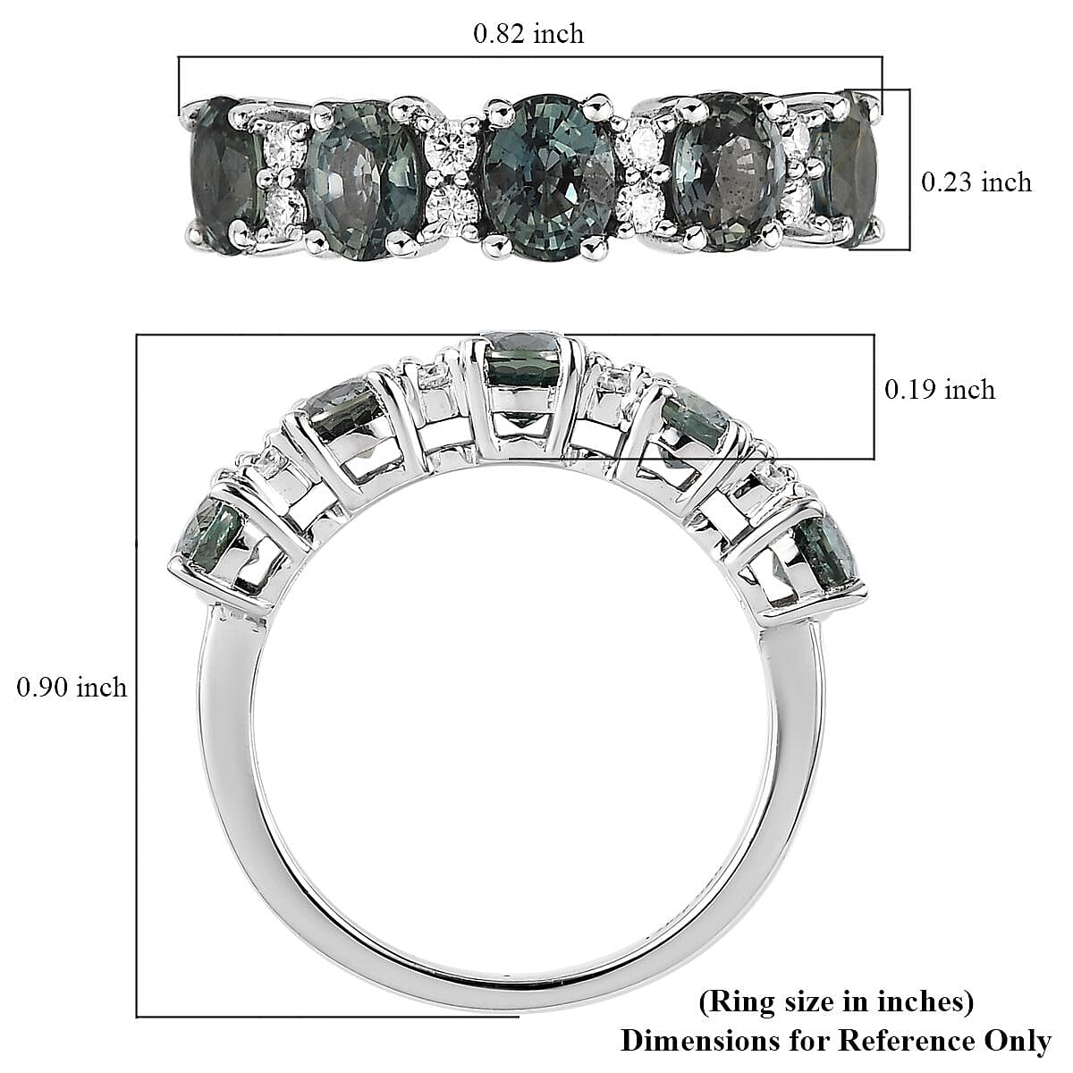 Premium Natural Australian Sapphire and Moissanite Ring in Platinum Over Sterling Silver 2.40 ctw image number 5