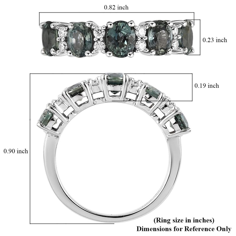 Premium Natural Australian Sapphire and Moissanite Ring in Platinum Over Sterling Silver (Size 10.0) 2.40 ctw