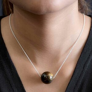Tigers Eye 50.00 ctw Necklace in Sterling Silver 20 Inches