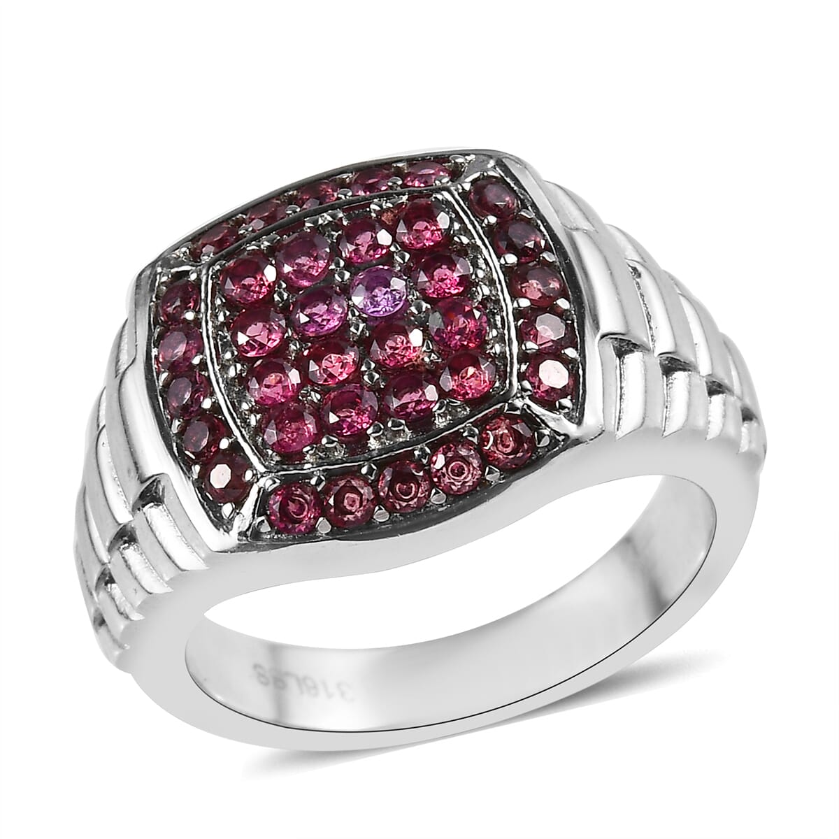Lotus Garnet Men's Ring in Stainless Steel (Size 10.0) 1.30 ctw image number 0