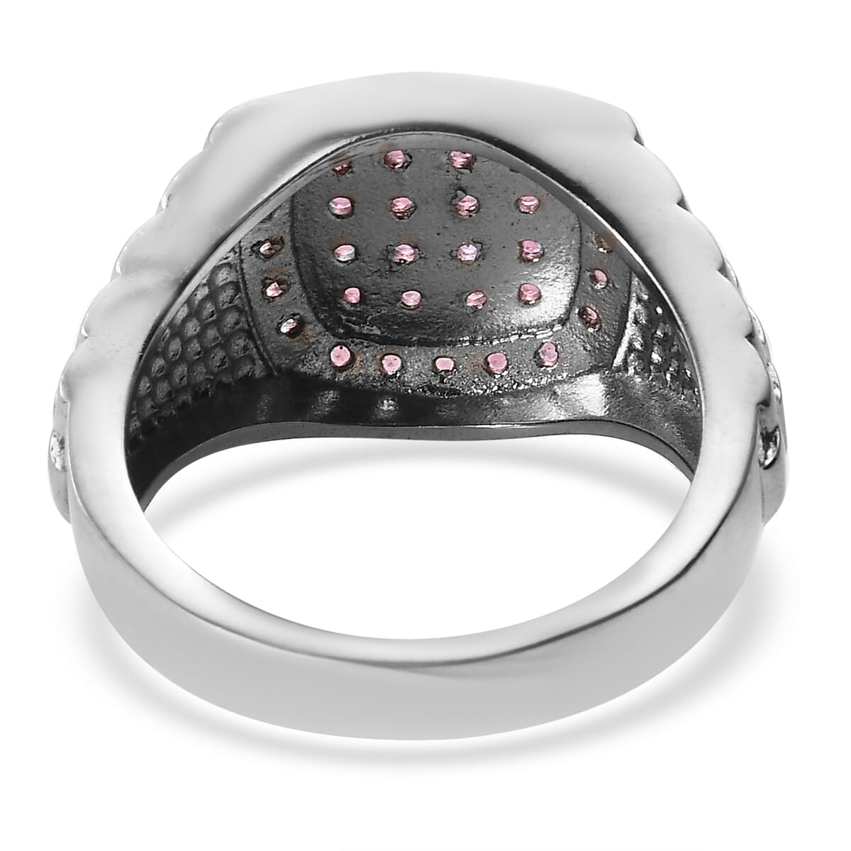 Lotus Garnet Men's Ring in Stainless Steel (Size 10.0) 1.30 ctw image number 4