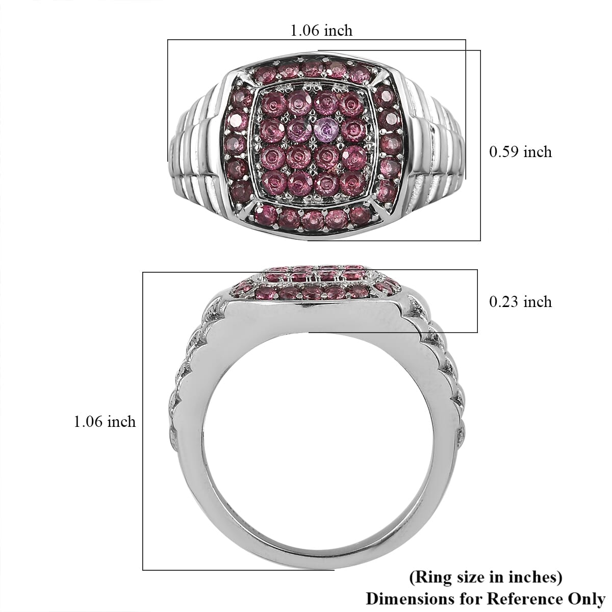 Lotus Garnet Men's Ring in Stainless Steel (Size 10.0) 1.30 ctw image number 5