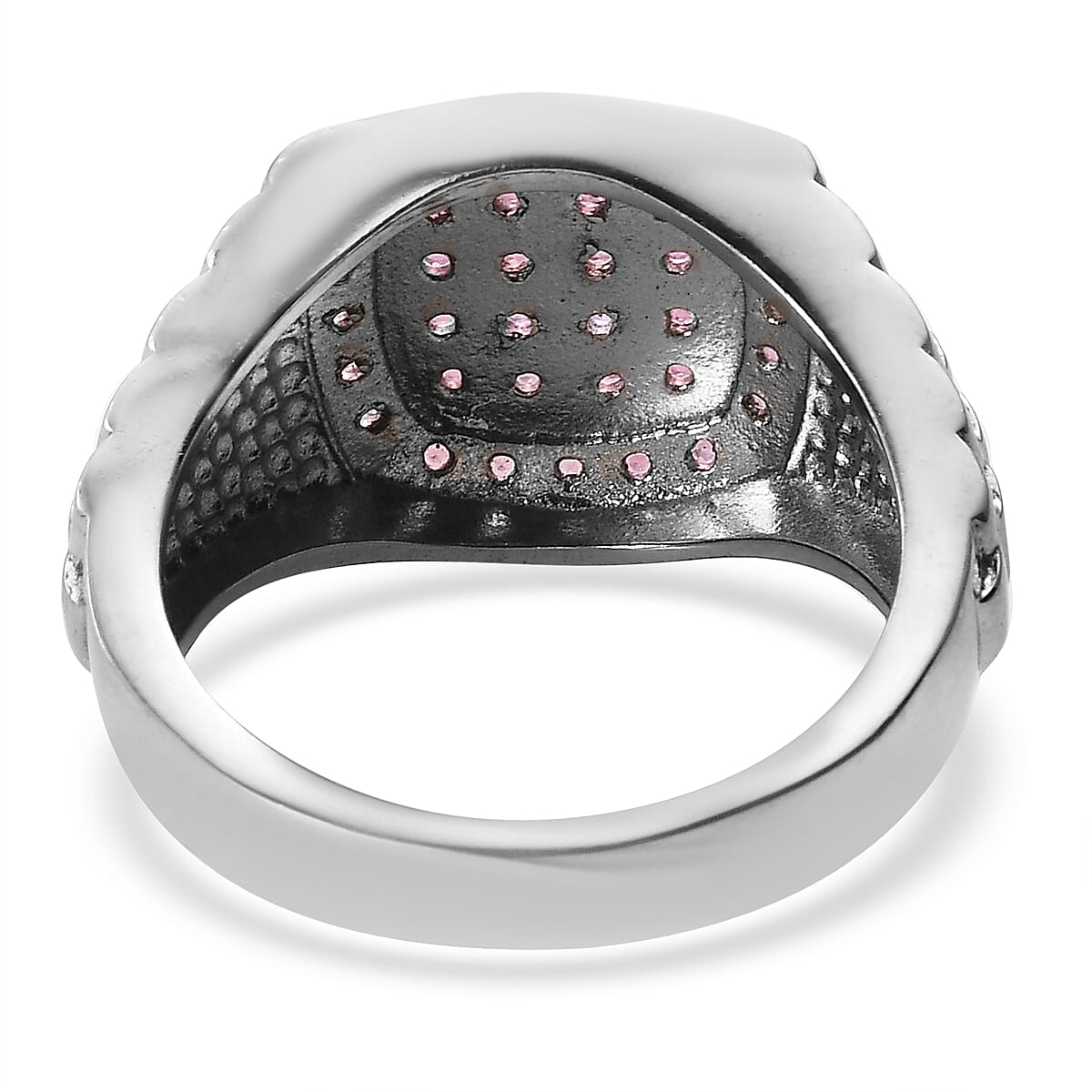 Lotus Garnet Men's Ring in Stainless Steel (Size 12.0) 1.30 ctw image number 4