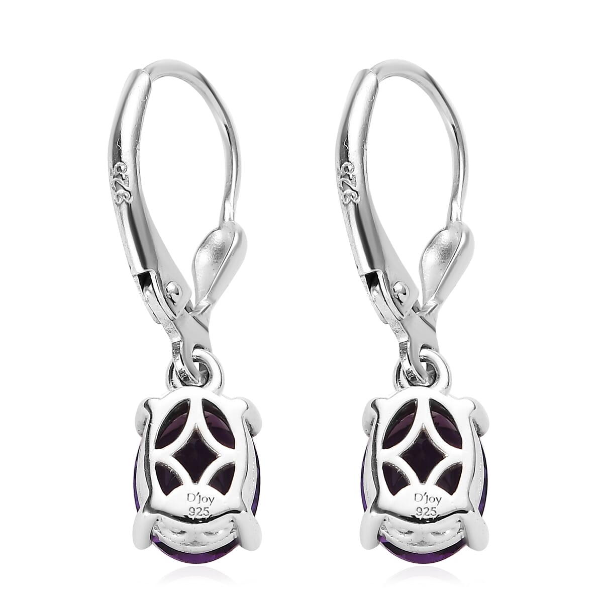 Premium Uruguayan Amethyst Lever Back Earrings in Platinum Over Sterling Silver 2.40 ctw image number 3
