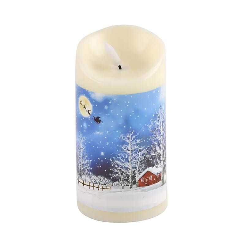 Christmas Theme Pattern Fiber Optic LED Candle Light