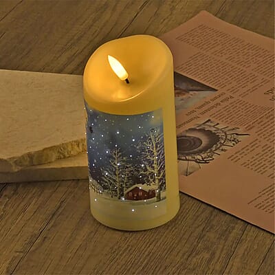 Christmas Theme Pattern Fiber Optic LED Candle Light