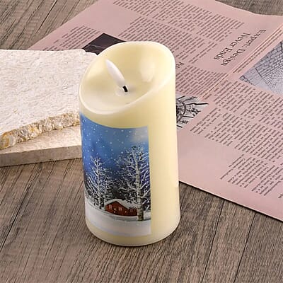 Christmas Theme Pattern Fiber Optic LED Candle Light
