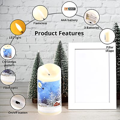 Christmas Theme Pattern Fiber Optic LED Candle Light