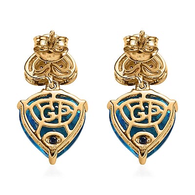GP Amore Collection Caribbean Quartz (Triplet) and Multi Gemstone Earrings in Vermeil Yellow Gold Over Sterling Silver 11.35 ctw