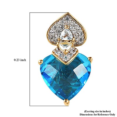 GP Amore Collection Caribbean Quartz (Triplet) and Multi Gemstone Earrings in Vermeil Yellow Gold Over Sterling Silver 11.35 ctw