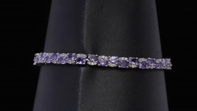 Tanzanite and White Zircon Bracelet in Platinum Over Sterling Silver (6.50 In) 7.15 ctw