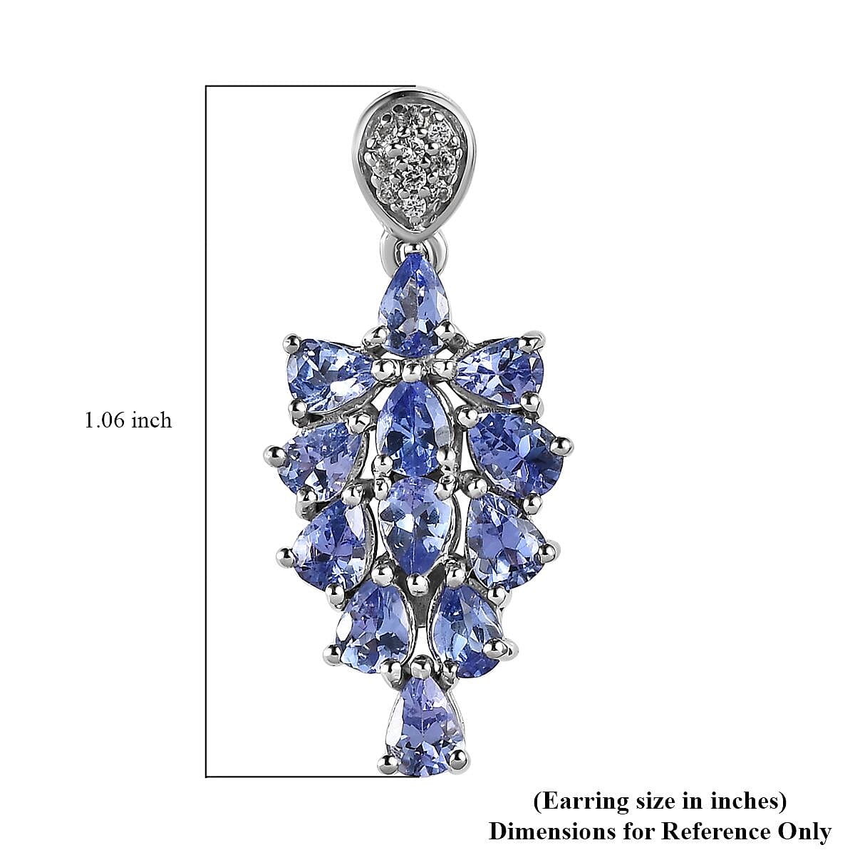Tanzanite and White Zircon Earrings in Platinum Over Sterling Silver 3.60 ctw image number 4