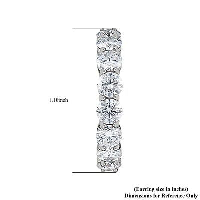 D'Joy White Moissanite 7.60 ctw Classic Hoop Earrings in Rhodium Over Sterling Silver