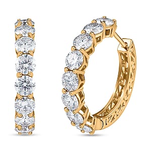 Moissanite 6.75 ctw Hoop Earrings in Vermeil YG Over Sterling Silver