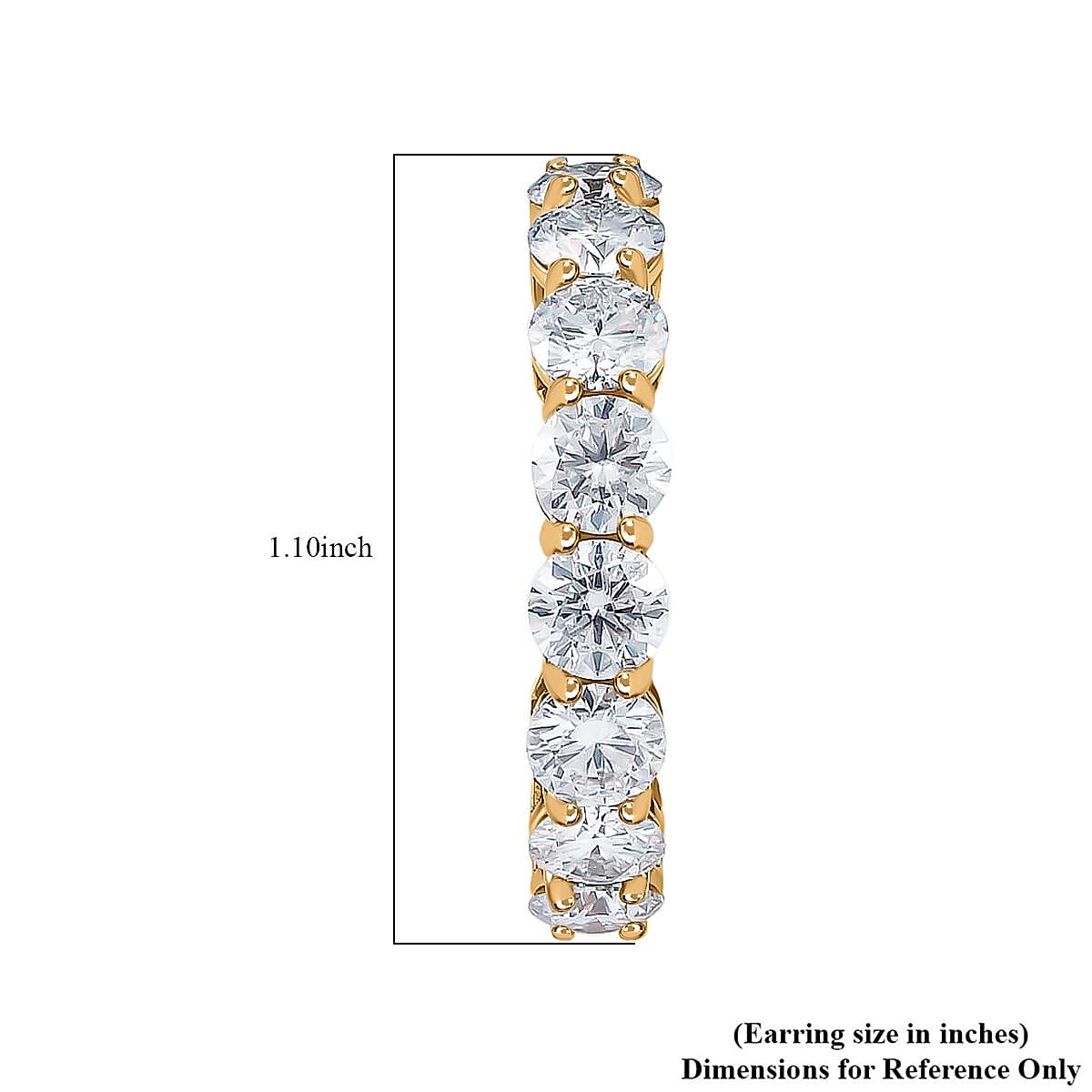  D'Joy White Moissanite 7.60 ctw Classic Hoop Earrings in 18K Vermeil Yellow Gold Over Sterling Silver