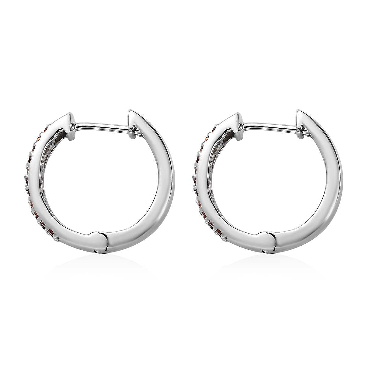 Mozambique Garnet Hoop Earrings in Platinum Over Sterling Silver 0.75 ctw image number 3