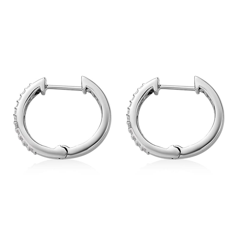 White Zircon Hoop Earrings in Platinum Over Sterling Silver 0.75 ctw