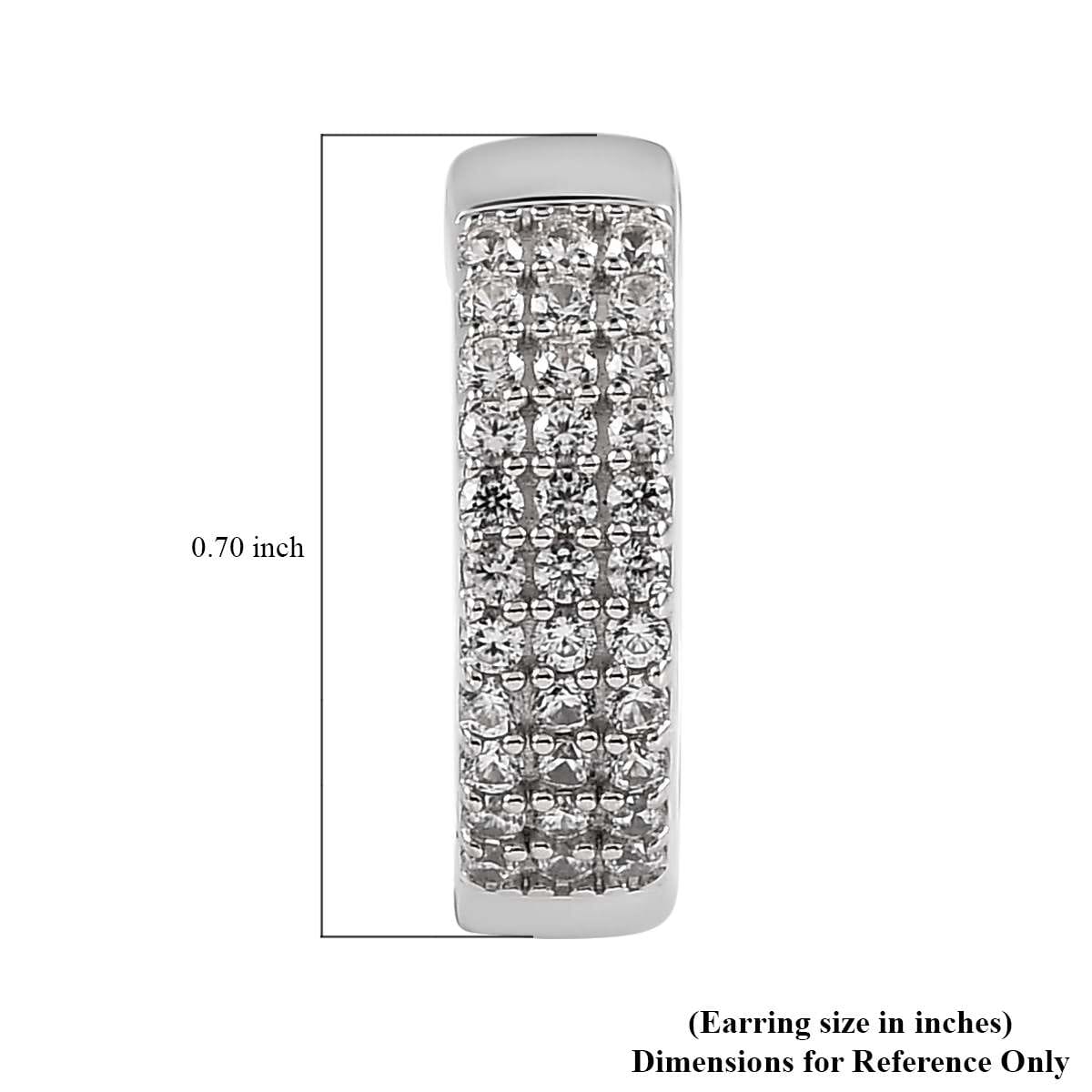 White Zircon Hoop Earrings in Platinum Over Sterling Silver 0.75 ctw image number 4