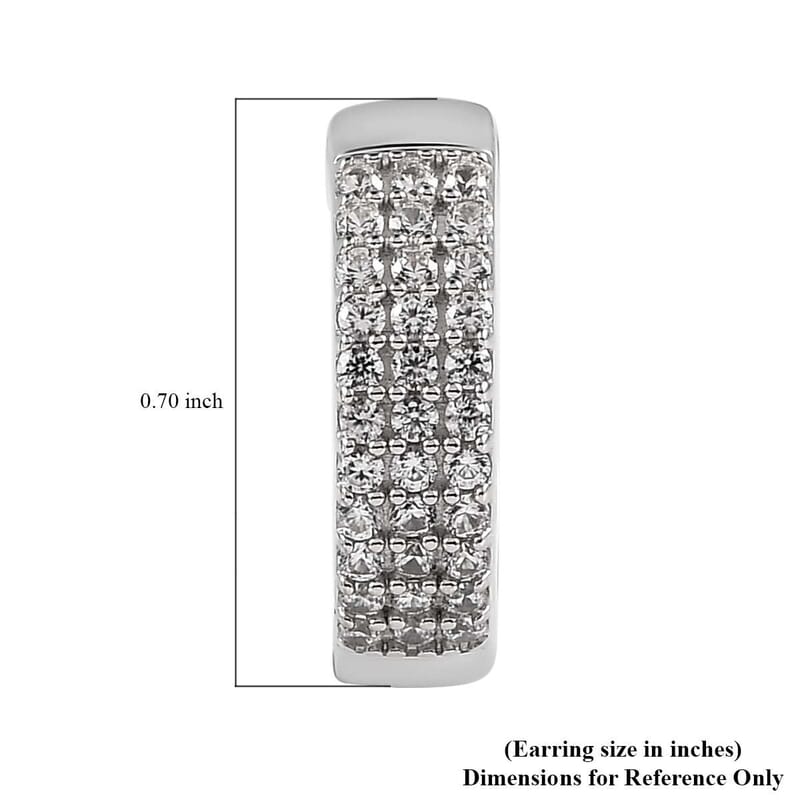 White Zircon Hoop Earrings in Platinum Over Sterling Silver 0.75 ctw
