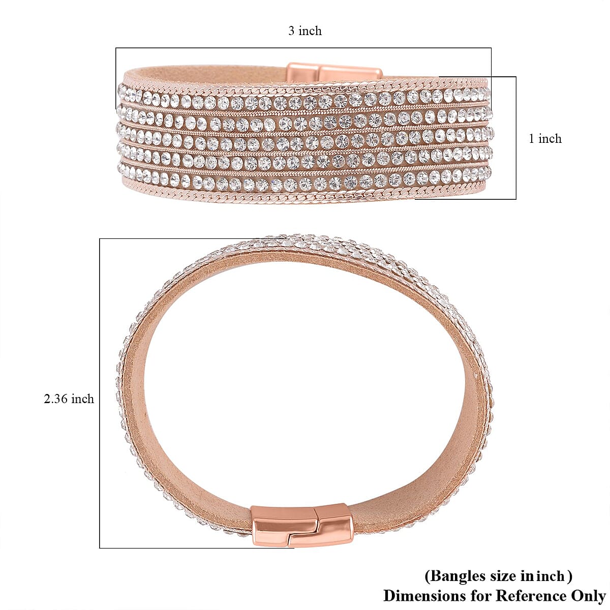 White Austrian Crystal Multi-Row Bracelet in Rosetone (7.50 In) image number 6