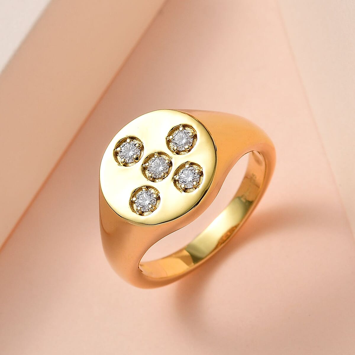 Moissanite Men's Ring in Vermeil Yellow Gold Over Sterling Silver (Size 11.0) 0.35 ctw image number 1