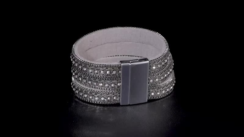 White Austrian Crystal Multi-Row Bracelet (7.50 In) in Silvertone