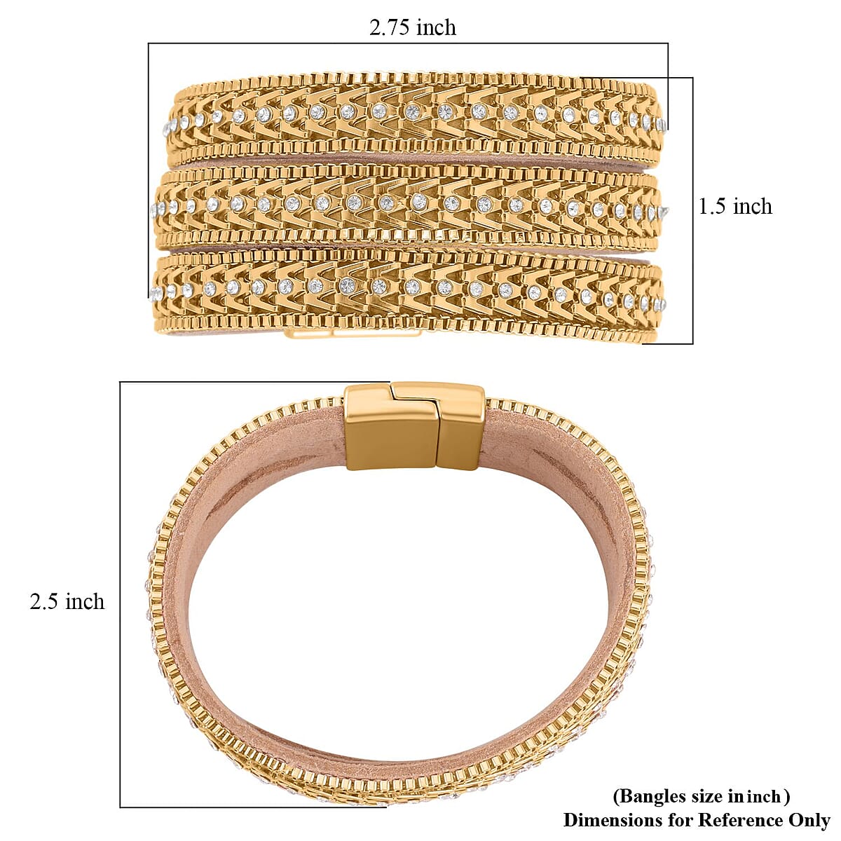 White Austrian Crystal Multi-Row Bracelet (7.50 In) in Goldtone image number 6