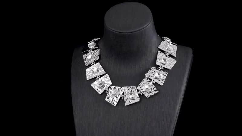 White Austrian Crystal Necklace (16-20 Inches) in Silvertone