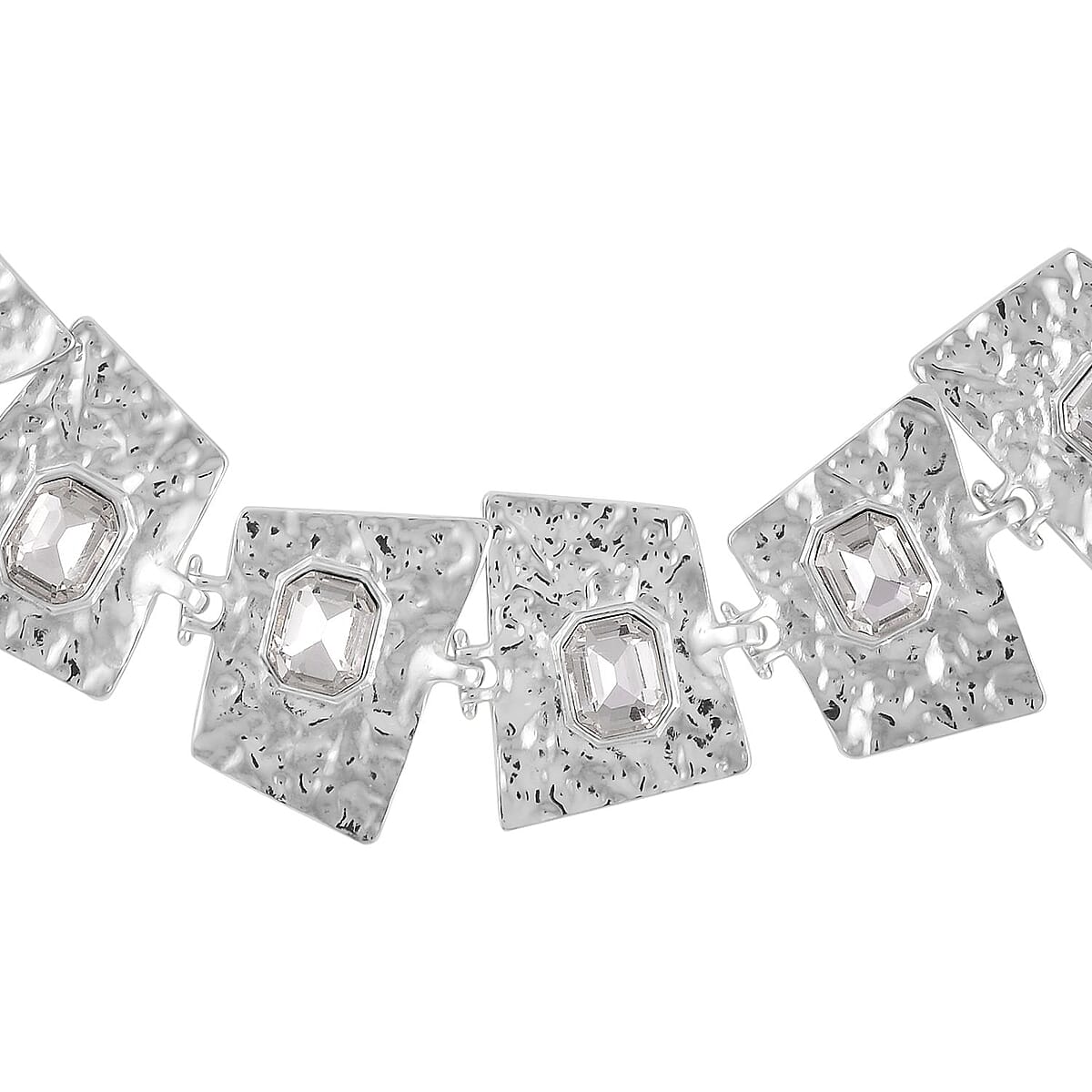White Austrian Crystal Necklace in Silvertone 16-20 Inches image number 2