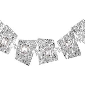White Austrian Crystal Necklace in Silvertone 16-20 Inches