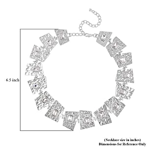 White Austrian Crystal Necklace in Silvertone 16-20 Inches