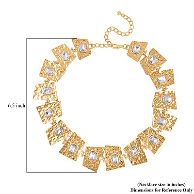 White Austrian Crystal Necklace 16-20 Inches in Goldtone