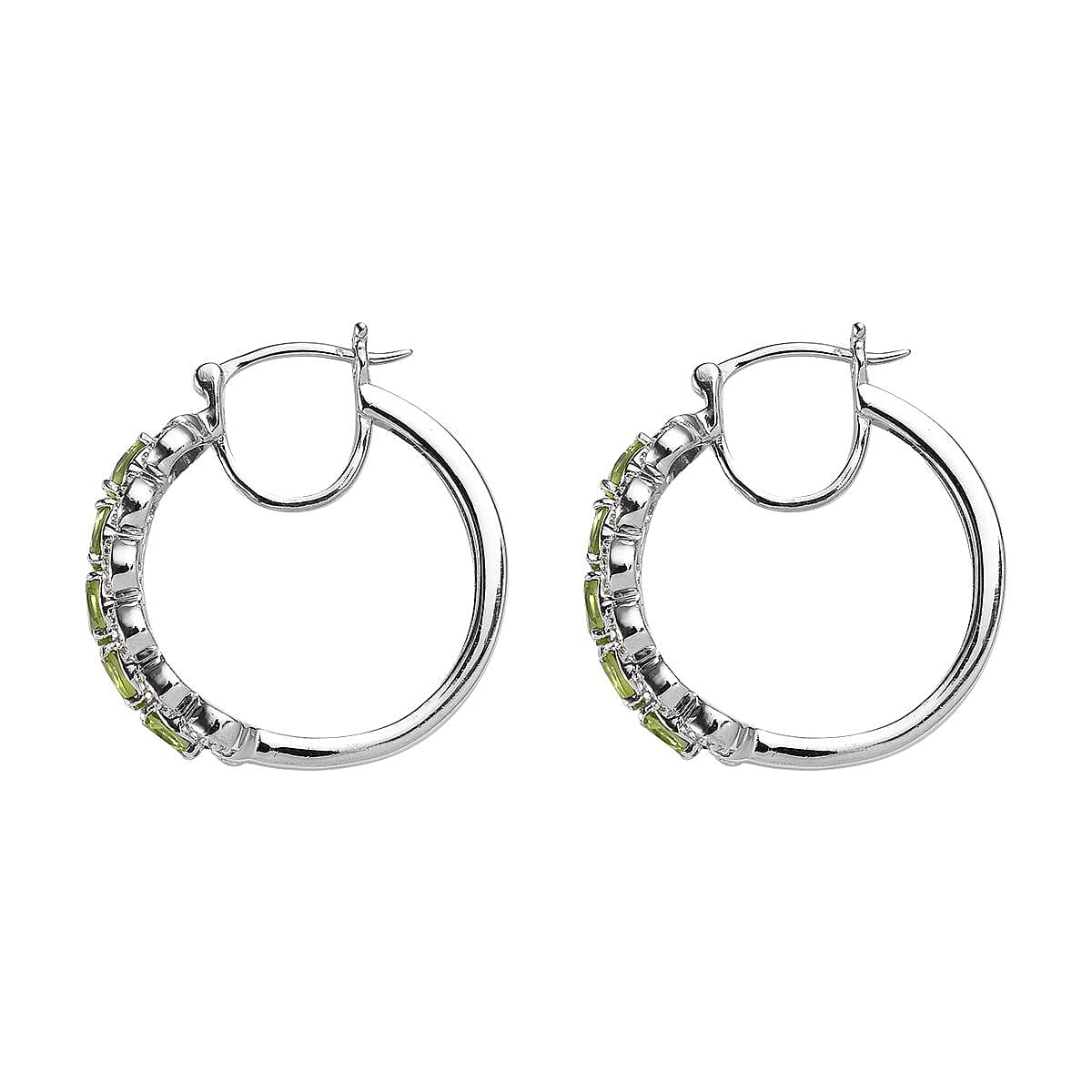 Karis Peridot Hoop Earrings in Platinum Bond 3.25 ctw image number 3