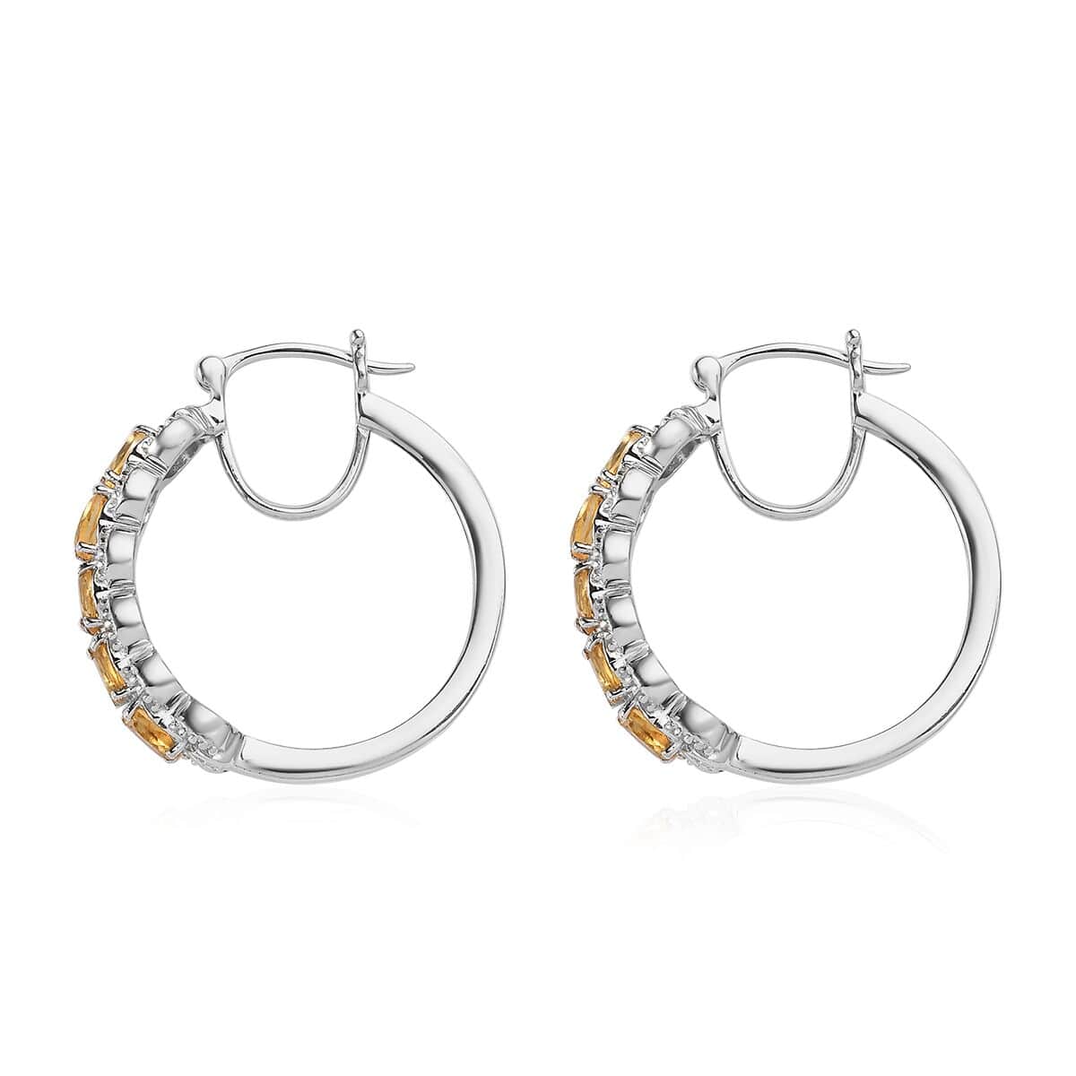 Karis Brazilian Citrine Hoop Earrings in Platinum Bond 3.00 ctw image number 3