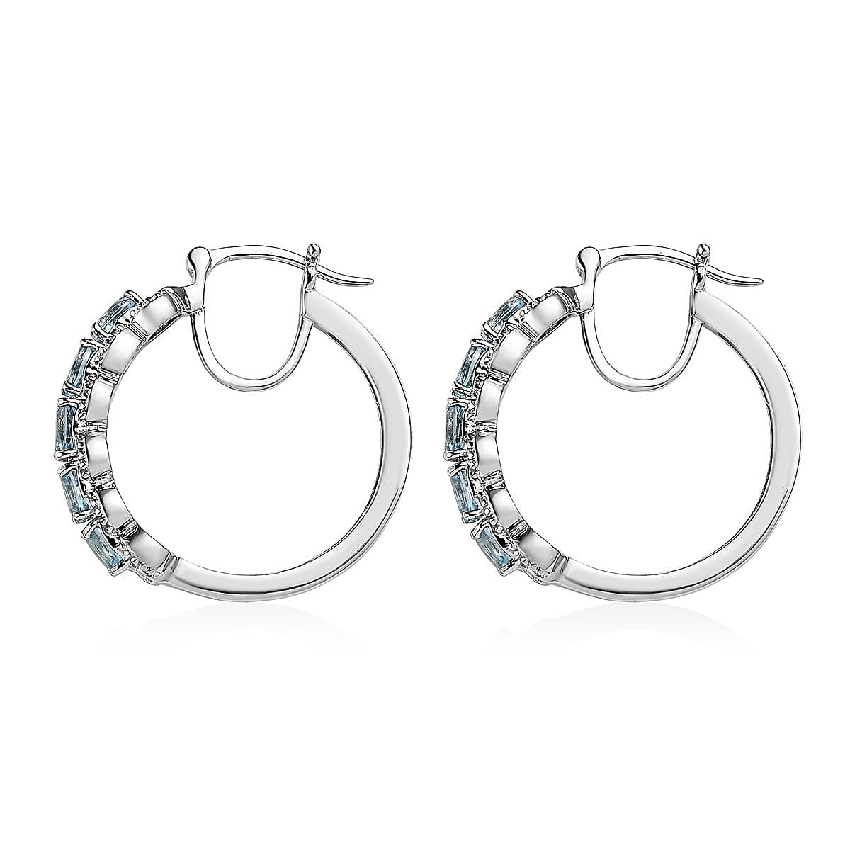 Karis Sky Blue Topaz Hoop Earrings in Platinum Bond 3.75 ctw image number 1