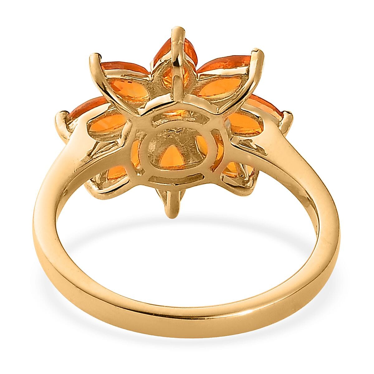 Salamanca Fire Opal Floral Ring in Vermeil Yellow Gold Over Sterling Silver (Size 7.0) 1.50 ctw image number 4