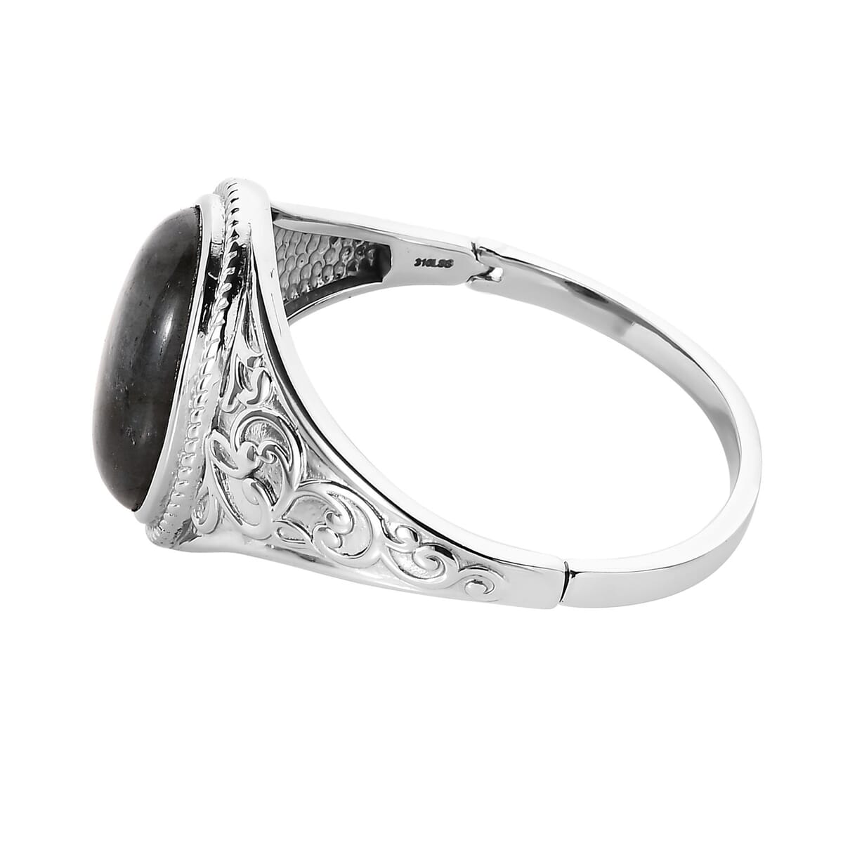 Malagasy Labradorite Bangle Bracelet in Stainless Steel (6.50 In) 33.50 ctw image number 4