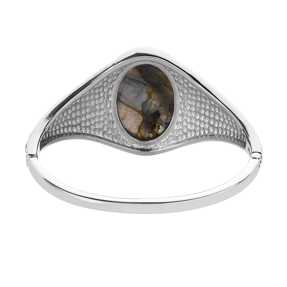 Malagasy Labradorite Bangle Bracelet in Stainless Steel (6.50 In) 33.50 ctw image number 5