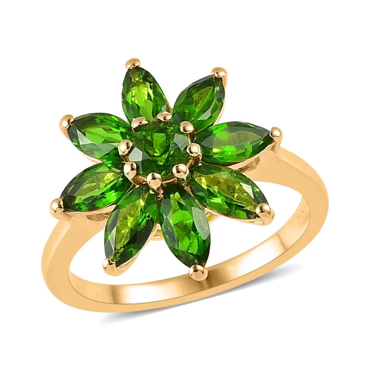 Chrome Diopside Floral Ring in Vermeil Yellow Gold Over Sterling Silver (Size 6.0) 2.15 ctw image number 0