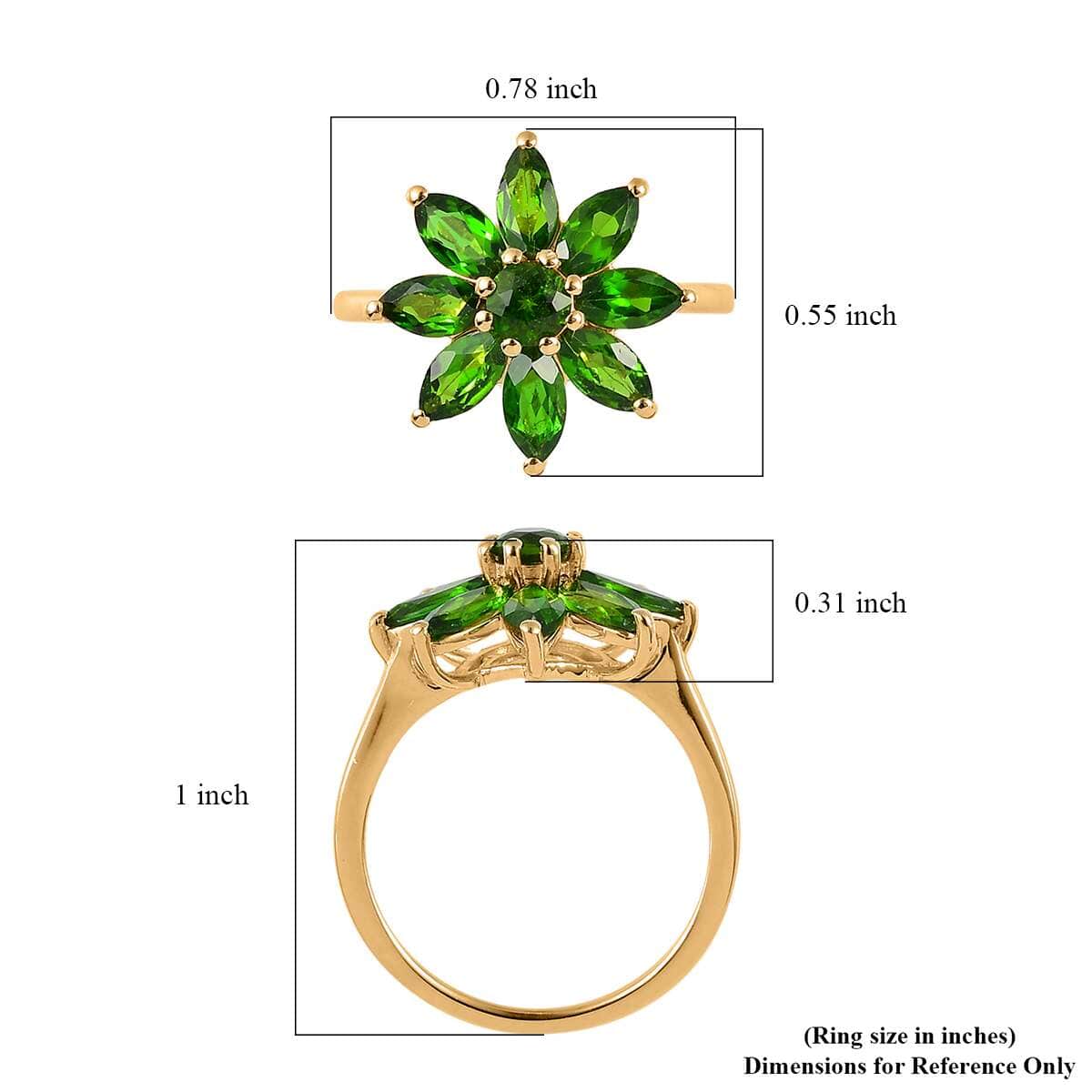 Chrome Diopside Floral Ring in Vermeil Yellow Gold Over Sterling Silver (Size 6.0) 2.15 ctw image number 5