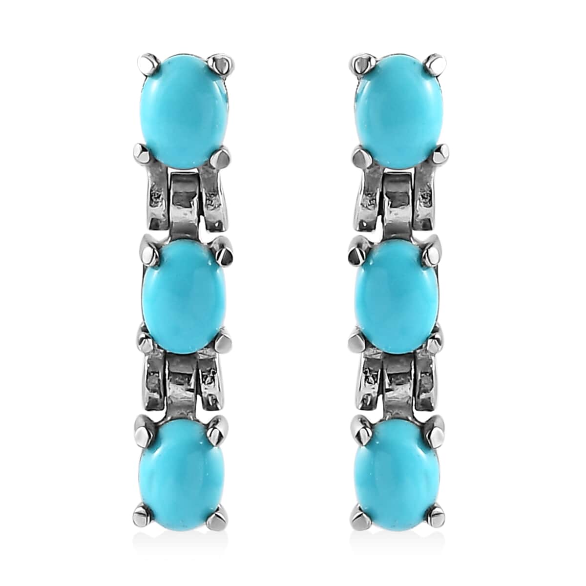 Sleeping Beauty Turquoise Dangle Earrings in Stainless Steel 1.00 ctw image number 0