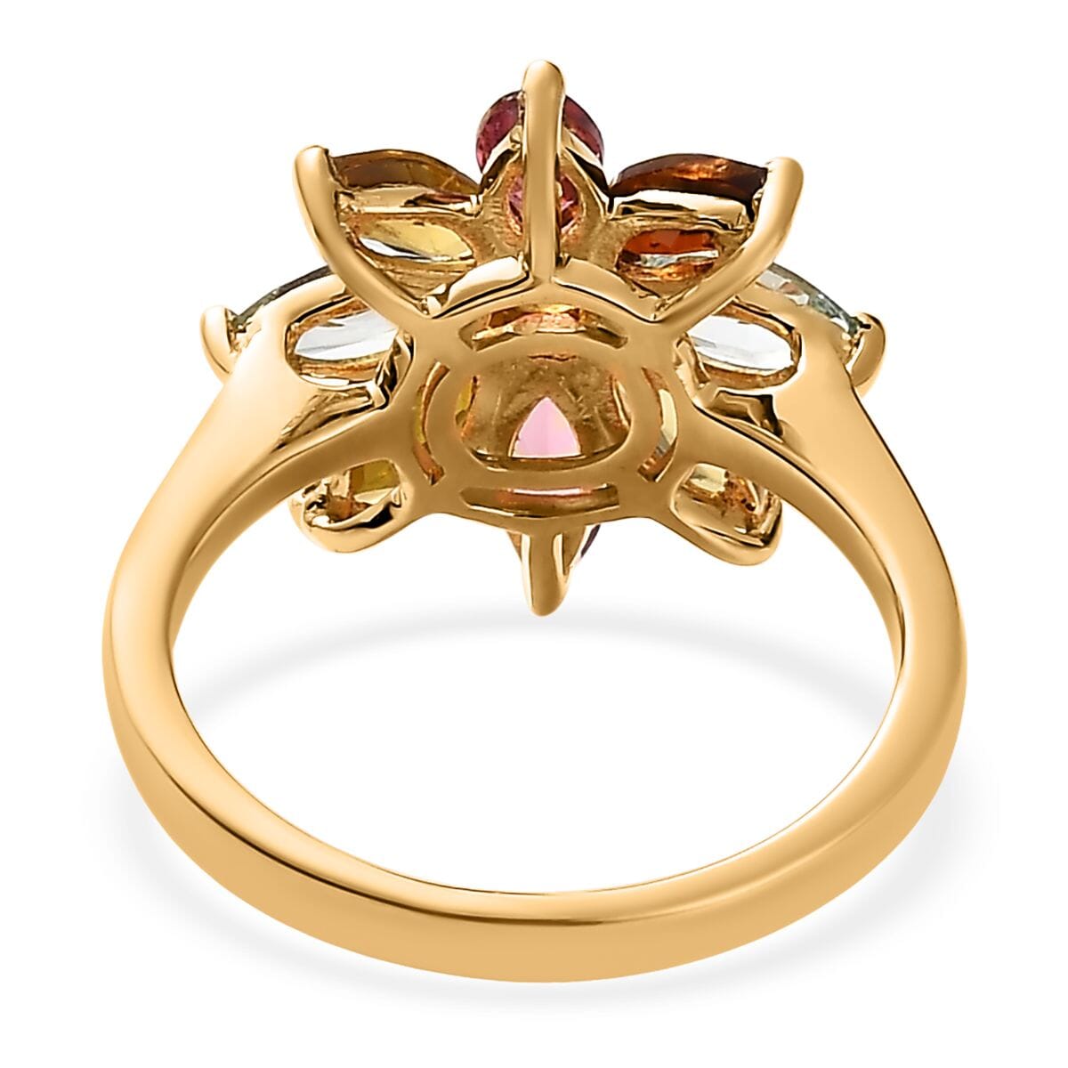 Multi-Tourmaline Floral Ring in Vermeil Yellow Gold Over Sterling Silver (Size 6.0) 2.00 ctw image number 4