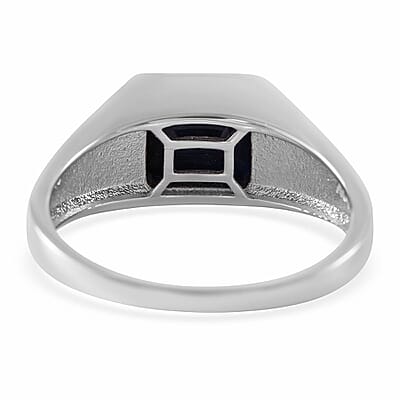 Madagascar Blue Sapphire (DF) Men's Ring in Platinum Over Sterling Silver (Size 10.0) 3.50 ctw
