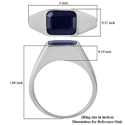 Madagascar Blue Sapphire (DF) Men's Ring in Platinum Over Sterling Silver (Size 10.0) 3.50 ctw
