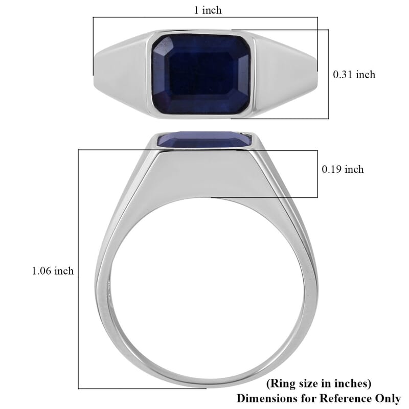Madagascar Blue Sapphire (DF) Men's Ring in Platinum Over Sterling Silver (Size 10.0) 3.50 ctw
